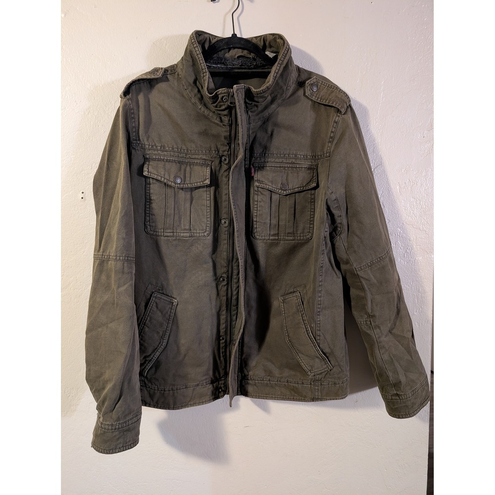 Levi's Military Style Cargo Jacket Army Green Full Zip Mens size M